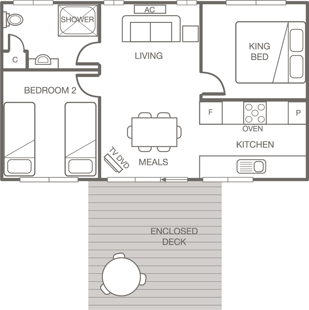 BIG4 Bellarine - 2 bedroom unit floorplan