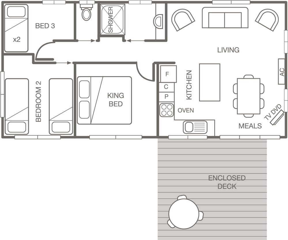 BIG4 Bellarine - 3 bedroom unit floorplan